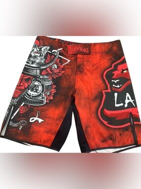 LAFROI MMA Boxing Muay Thai Shorts Red Black Adult Unisex Size M
